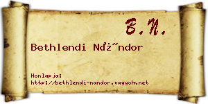 Bethlendi Nándor névjegykártya